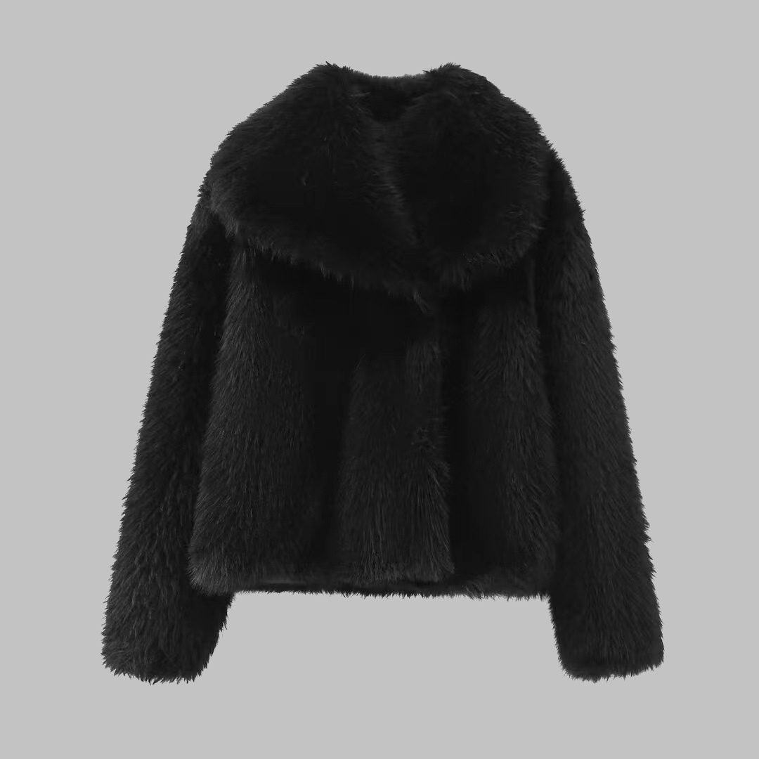 WEENA™ - Classy Long Sleeve Collared Fuzzy Coat