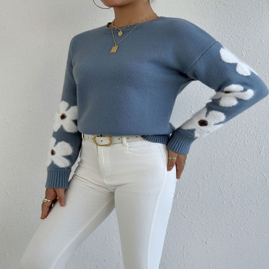 ZOEY™ - Round Neck Floral Pattern Sweater for Fall/Winter